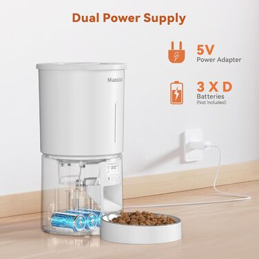 Автомат годівлі для котів 4.2L з програмуванням, з нержавіючою чашею, 6 прийомів їжі на день