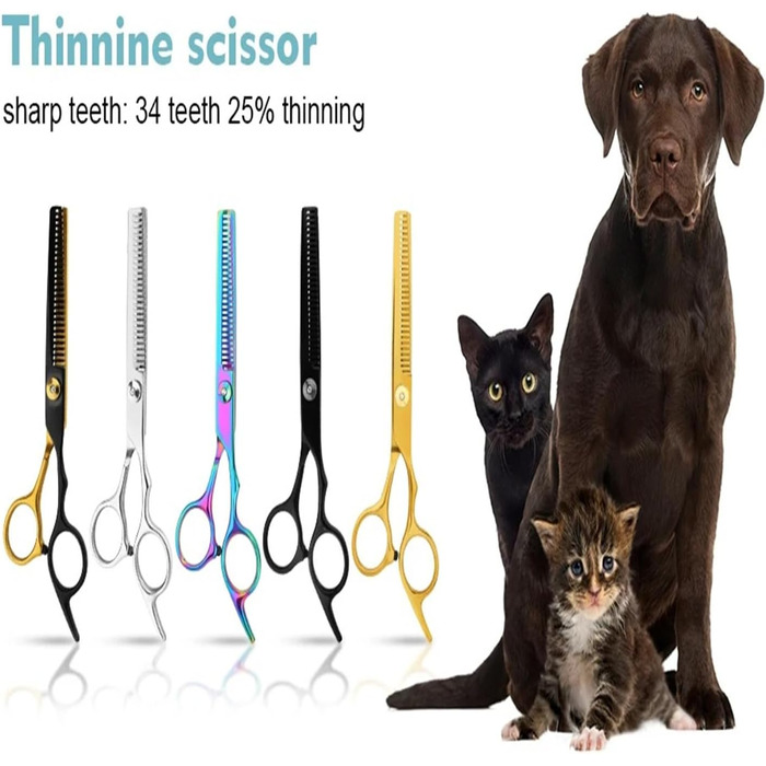 Професійний набір ножиць для собак 6 в 1: 6,6' - набір для стрижки шерсті собак, котів та інших тварин (чорний)