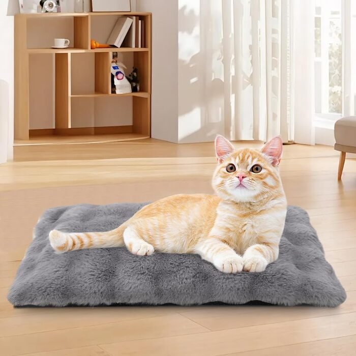 Самогріюча деки для домашніх тварин Wdmiya 60x45 см, для котів та собак, фланелева, без живлення, для автомобіля, білий (сірий, L 60 x B 45 x H 4 см)