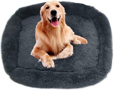 Крісло-ліжко для собак велике, м'яке, з плюшу, тепле, зручне, для малих, середніх та великих собак (L, 80 x 70 x 18 см, блакитний)
