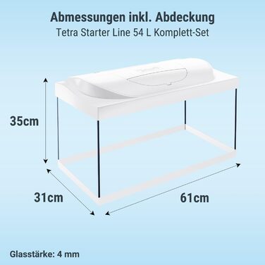 Акваріум Tetra Starter Line 54 л, білий, комплект з LED підсвіткою день/ніч, внутрішнім фільтром, нагрівачем, кормом і кондиціонером для води
