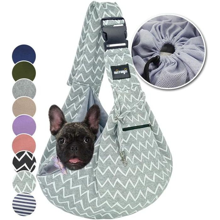 Сумка-переноска для собак NATUYA з сітчастою кишенею. Переноска для собак та котів, 5-15 кг (Сірий хвильовий візерунок)