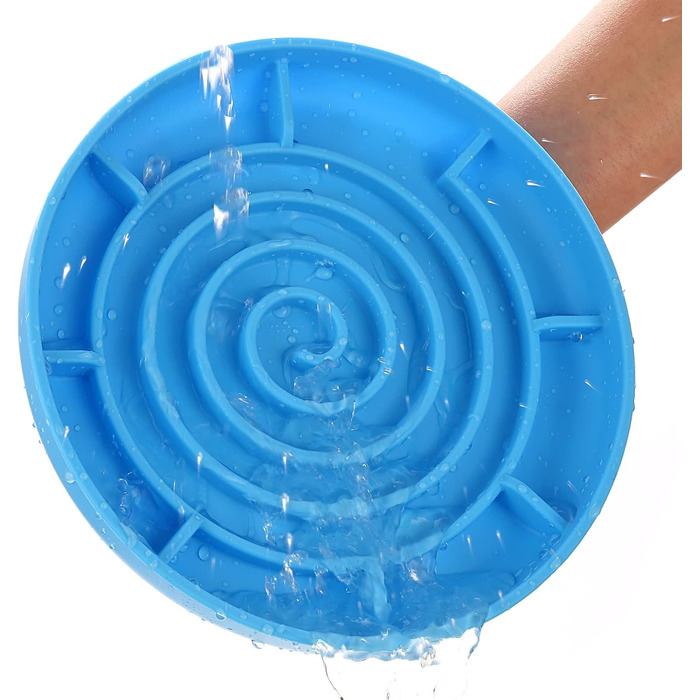 Антигликальний насадка для миски для собак, силіконова повільна годівниця, антигликальна миска для собак та котів (Large, Blue)