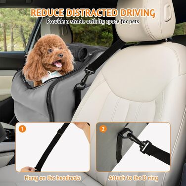 Автокрісло для собак та котів LIROPAU – зручне та безпечне автокрісло для маленьких тварин з захисними гаками та регульованими ременями