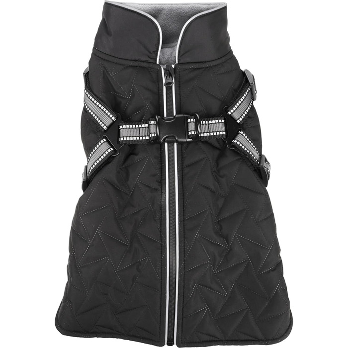 Зимовий одяг для собак - Flamingo Duker Чорний 35см - водонепроникний, світловідбиваючий, з регульованою шлейкою, з флісовою підкладкою