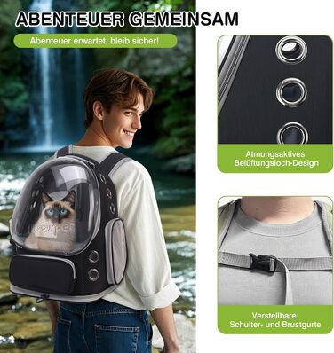 Рюкзак-переноска для котів та собак ALLSOPETS Bubble Carrier – чорний, до 7.5 кг