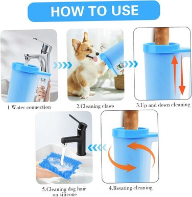 Миска-мийка для лап собак Joygoodta з м'якою силіконовою щіткою, портативна мийка для лап, 360° очищення, для дому