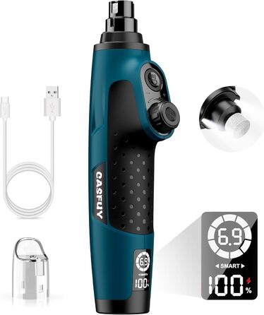 Шліфувальник кігтів для собак Casfuy Smarter Krallenschleifer 6-ступінчатий – 50% потужніший, з LED-підсвіткою, тихий, перезаряджається, для собак та котів різних розмірів, темно-синій