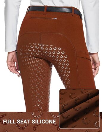 Легінси для верхової їзди FitsT4 Winterreitleggings з флісу, силіконовим повним обхватом, з блискавками та петлями для ременя (XS, Іржаний)