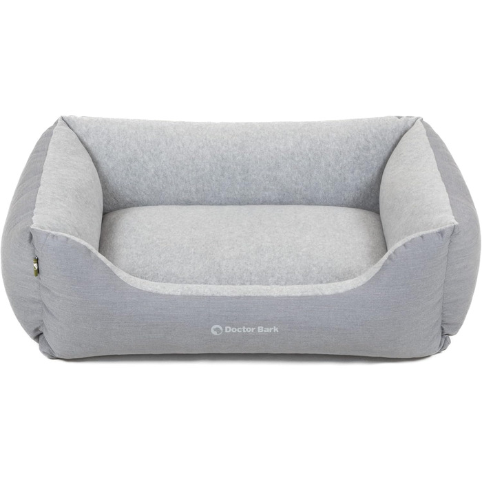 Ліжко для собак Doctor Bark Kleine Hunde - Корзина для собак, м'яка та пухнаста - Миється, зносостійка, затишна - Зроблено в Німеччині GreenLabel (S - 74x55 см, світло-сірий)