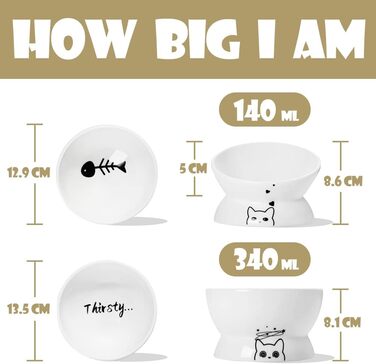 Набір мисок для котів SWEEJAR: підняті годівниця та поїлка, 2 шт (білий)