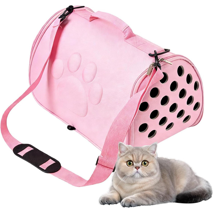 Трансформер для котів - переноска для кошенят з регульованим плечовим ременем, рожева, L