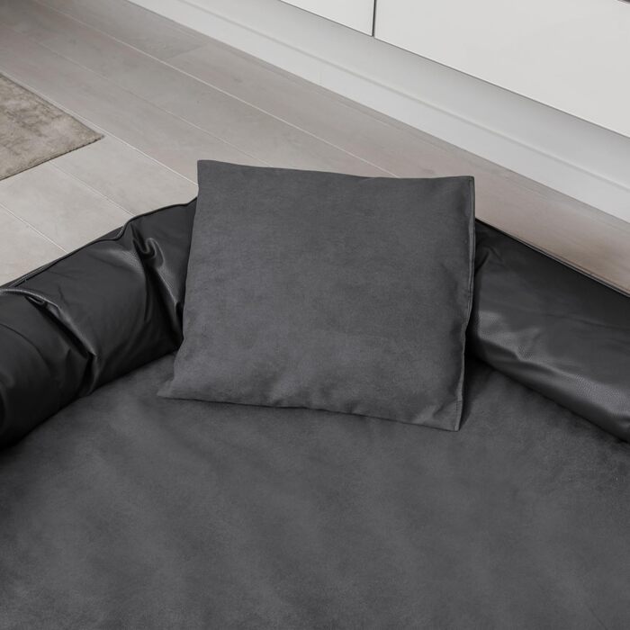 Ортопедичне ліжко для собак Tierlando® Lennart VIP з віскоеластичною матрацом та зносостійким штучним оксамитом | 85x65 см | Графіт