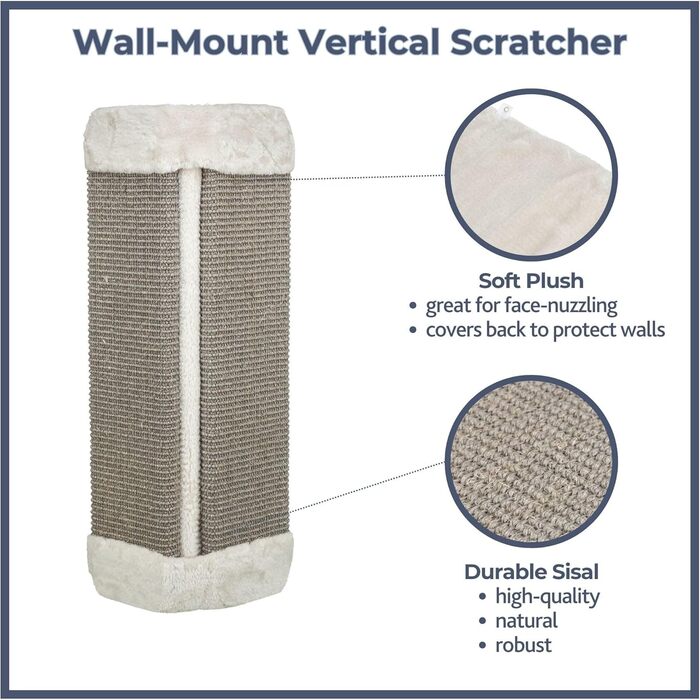 Кігтеточка Trixie для кутів кімнати, 32x60 см, сіра/світло-сіра