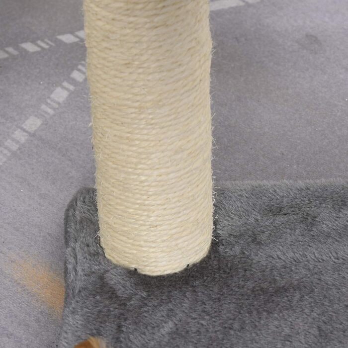 Дерево для котів PawHut з гамаком, когтеточкою та іграшкою, сірого кольору, 40x40x72 см