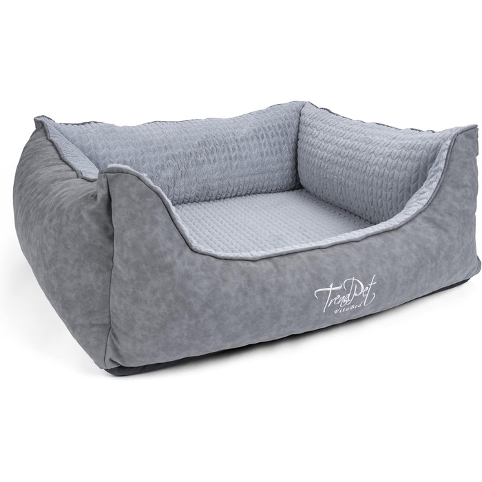 TrendPet VitaBed Style - ортопедичне ліжко для собак, штучна шкіра, плюшеве всередині (80x70 см, сірий)