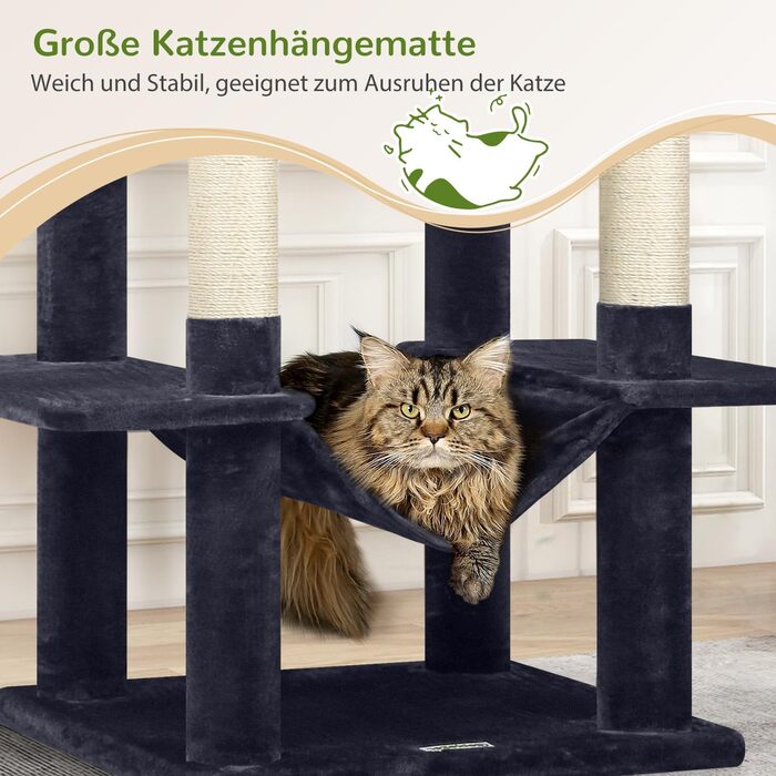 Драбина для котів Globlazer Kaktus XXL 195 см з 2 будиночками, 2 стійками, великою гамаком 50*33 см, кошиком. Стабільна велика драбина для котів, дорослих, відпочинку та ігор в приміщенні (F76).