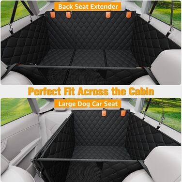 PETICON Розширювана підстилка на заднє сидіння для собак, чохол на автосидіння, жорстка основа, витримує 180 кг, водонепроникна підстилка для собак, захист заднього сидіння з сіткою для автомобілів, вантажівок та позашляховиків