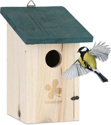 Кормушка для птахів Relaxdays з отвором 35 мм, на кришці, для синиць та зябликів, підвісна, зелений колір