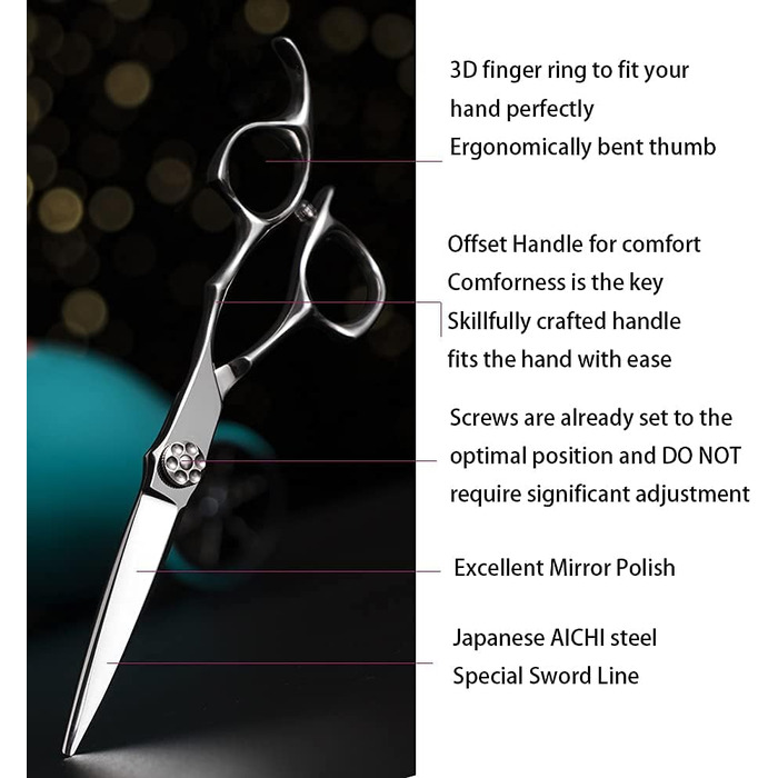 Професійні ножиці для стрижки волосся Aolanduo 6 дюймів - преміум сталь VG10, ергономічний дизайн, набір для перукарів та барберів, японська якість