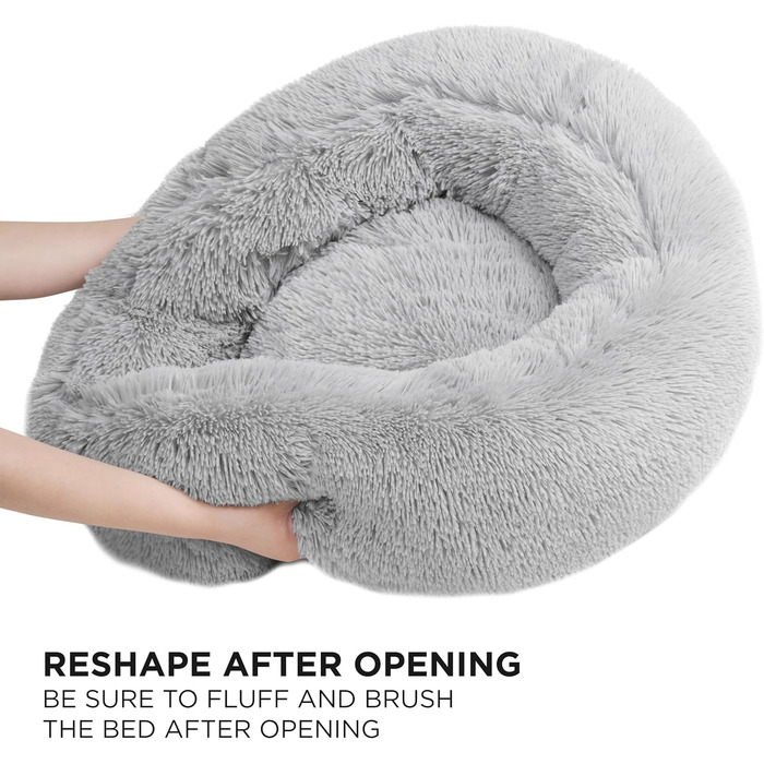 Кругле лежанка для собак та котів Juicy Couture Devon, штучне хутро, велика, Taupe (сіра), 61x61x20 см