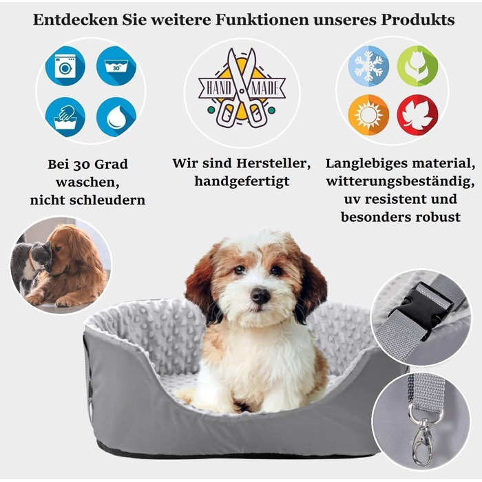 Автокрісло для собак KING DOG до 8 кг, сіре, 50x40 см. Зручна переноска з кріпленням на ремінь безпеки та м'яким килимком. Фолдне, миється. Підходить для SUV та легкових автомобілів.