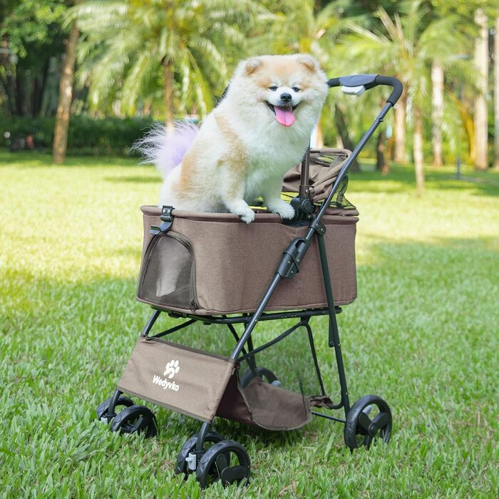 Дитяча та собача коляска 2-в-1, складна, з 4 колесами, знімний кошик, легка, для собак та котів, для прогулянок (Блакитно-зелений)