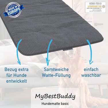 Килимок для собак MyBestBuddy Basic сірий XL 120x70 см: м'який, для великих собак, 40°C, гіпоалергенний