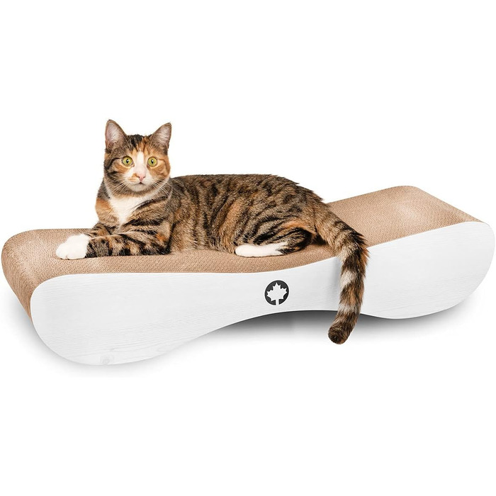 CanadianCat Company XXL Лаунж для котів з картону, білий-сірий, з котячою м'ятою, когтеточка 76x24x15 см