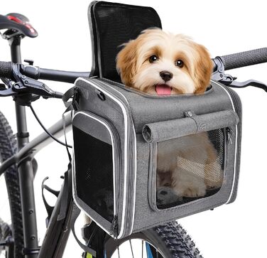 4-в-1 Корзина для собак на велосипед: корзина, рюкзак, велика сумка для котів та собак (до 8 кг)