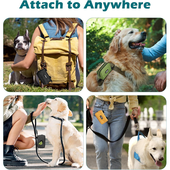 Диспенсер для собачих відходів PetBonus, водонепроникний, з місткістю для ласощів та 15 пакетиків (зелений)