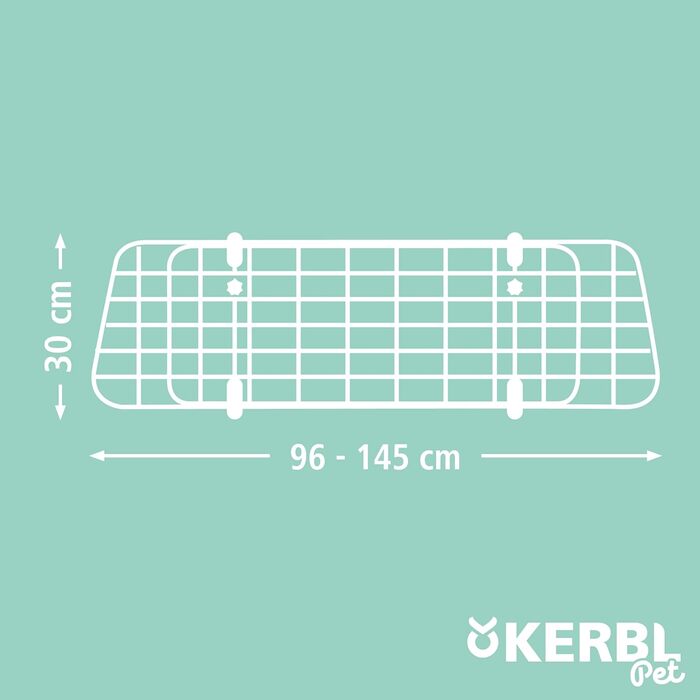 Сітка для захисту домашніх тварин Kerbl, 96-145x30 см, для безпечного транспортування собак в автомобілі, легкий монтаж, регульована ширина