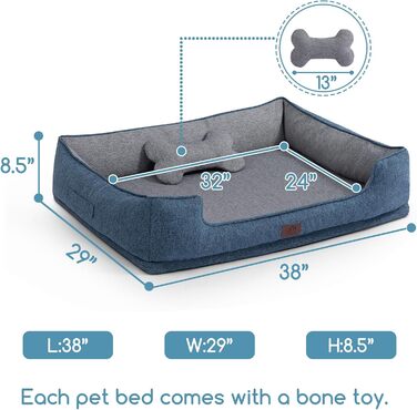 Ортопедичне собаче ліжко Hollypet, зелене, для середніх собак, 81.3 x 61.3 x 32 см. Знімний, водонепроникний, зручний чохол та антиковзаюча підкладка.