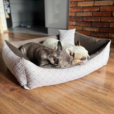 М'яке собаче ліжко Otto 80x60 см, коричневе. Знімна та пральна наволочка. Ліжко-кошик для собак середніх порід.