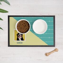 Індивідуальна підставка під миску для собак та котів Wanapix з іменем та фото | Нековзна гумова база | 60 x 40 см