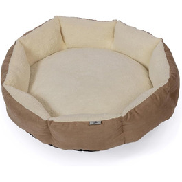 Дизайнерське ліжко для собак Danish Design Essentials, бежеве, розмір M, 62 x 60 x 16 см, м'яке ліжко з хутром, можна прати в пральній машині