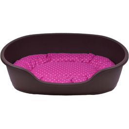 Корзина для собак Adena, 71 x 48 см, коричнева + подушка з принтами, 71 x 48 x 22 см