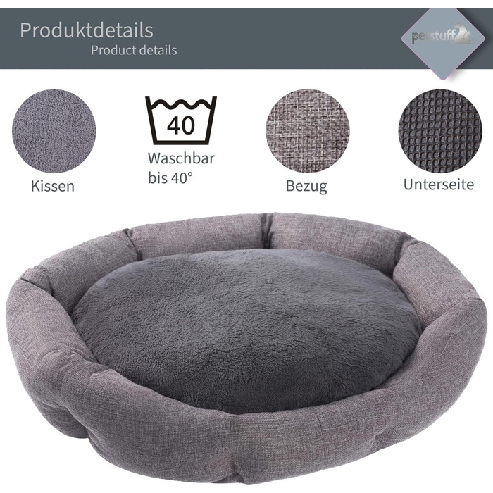 Крісло-ліжко для собак Octagon з знімним та пральним подушками, сірий колір