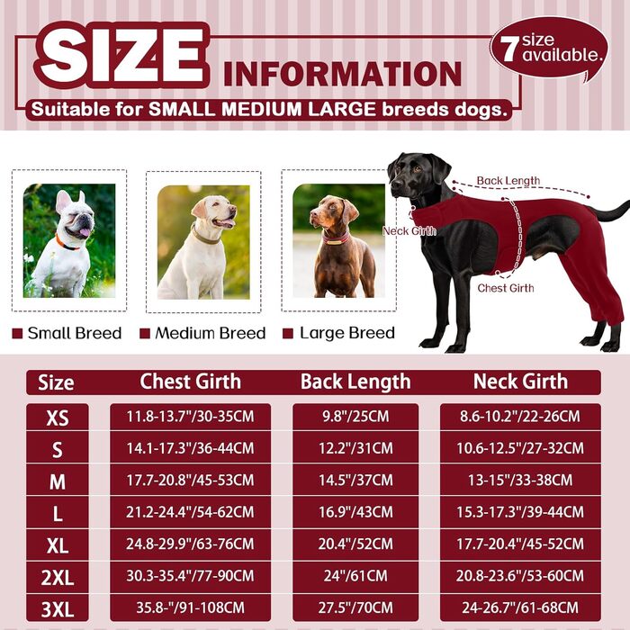 Комбінезон для собак після операції на ногах – захист від витікання, запобігання інфекцій, розмір XL, бордовий