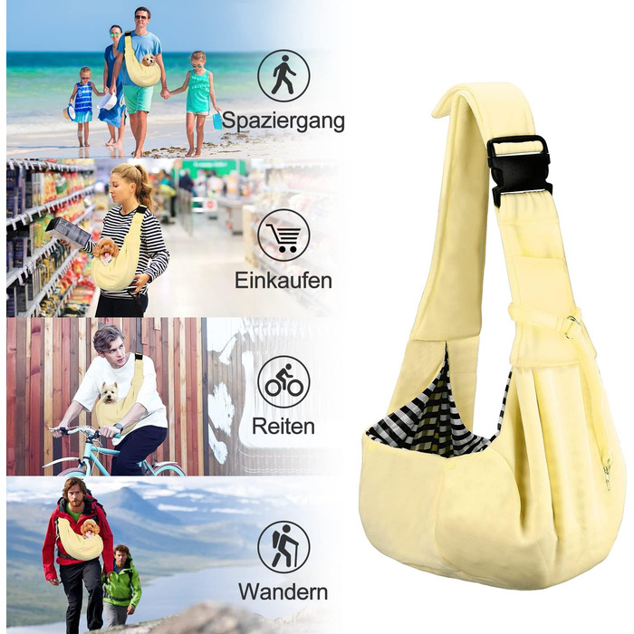 PetLoft Слінг-переноска для собак, реверсивний, регульований, для собак/кішок/кроликів (Бежевий)