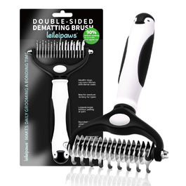 Щітка для собак та котів - двостороння щітка для видалення підшерстка та вичісування, 17/9 зубців, ручка Pinguin, для довгої та короткої шерсті, м'який догляд за шерстю та видалення підшерстка