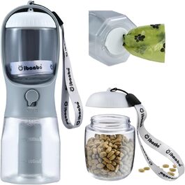 Поїлка для собак Cibaabo з мискою для корму та контейнером для відходів, портативна, 10 oz, блакитний, рожевий, білий, зелений