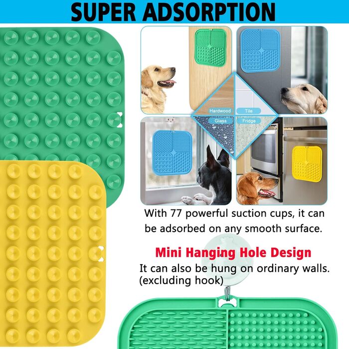 Килимок для лизання собак Kwispel: великий, з присосками, для заспокоєння, з дозатором ласощів, для собак та котів (зелений)