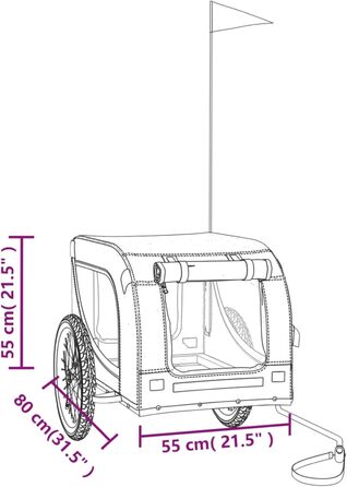 Фарм-причіп для собак Gecheer: надійний транспорт з відбивачами та прапором, вантажопідйомність 45 кг, чорний оксфордський матеріал та залізо (136 x 69 x 73.5 см, жовтий)