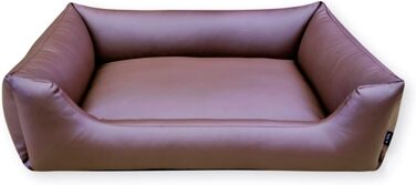 Водонепроникне ліжко для собак 4L Textil Mario з штучної шкіри, корзина для собак, ліжко для великих і середніх собак, собаче ліжко XXL (120x90 см, Коричневе)