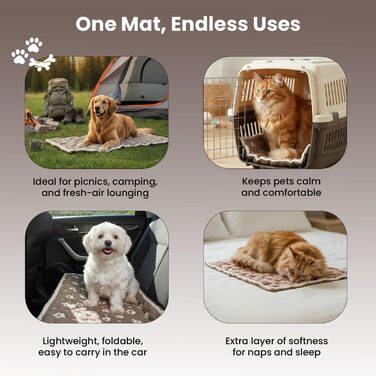 Килимок для собак та котів PetMat з органічної бавовни, 40,6 x 61 см, двосторонній, м'який, стильний, для лежанок, 16X24, Mokka-Baiser та Beige