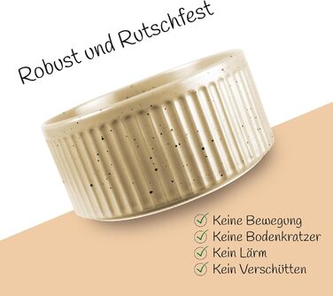Набір мисок для собак з кераміки (2 шт) об'ємом 400 мл. Миски для маленьких та великих собак з антиковзною основою, придатні для миття в посудомийній машині. Бежевий колір.