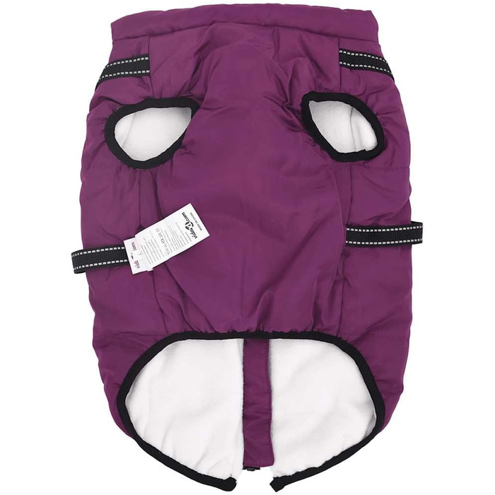 Водонепроникний теплий дощовик для собак з шлейкою, тепла куртка для собак, дощовик для цуценят з шлейкою (L68, фіолетовий)