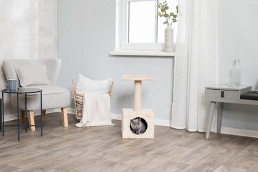 Дряпка для котів TRIXIE Zamora 60 см, бежева – котячий будиночок, зручна лежанчинка, стабільна конструкція