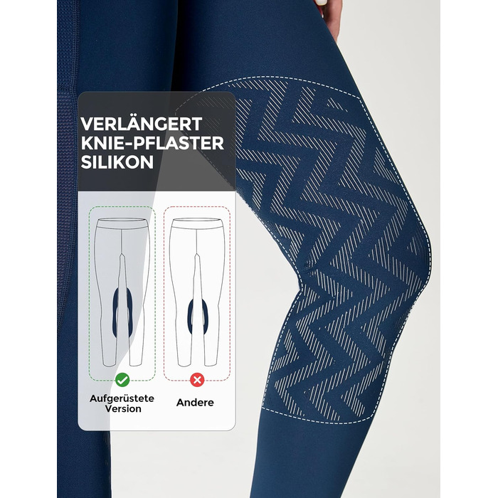 Легінси для верхової їзди FitT4 для дівчаток та жінок, дихаючі та еластичні, з силіконовими колінцями та верхньою частиною, для верхової їзди та велосипеда (Морська синя, XS)